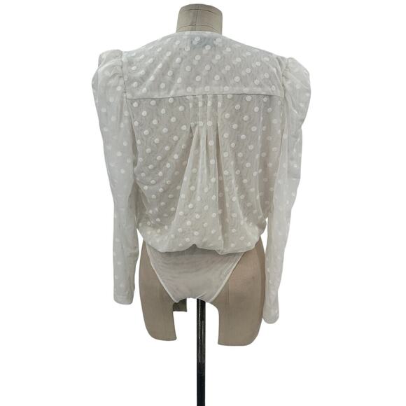IORANE Tulle Bodysuit Swiss Dot Print White Size 42 / US Large - Picture 6 of 11